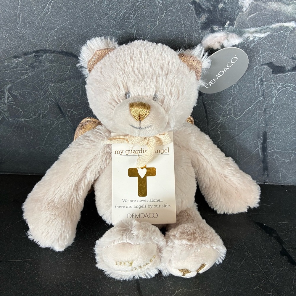 NWT- Demdaco Guardian Angel Bear with Gold and Cream Accents